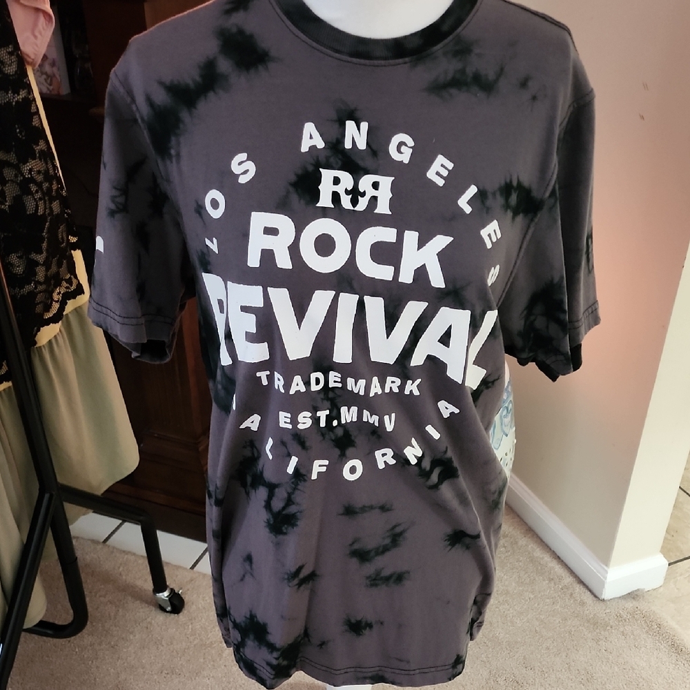 Rock Revival Tie-Dye T-Shirt in Black and Gray